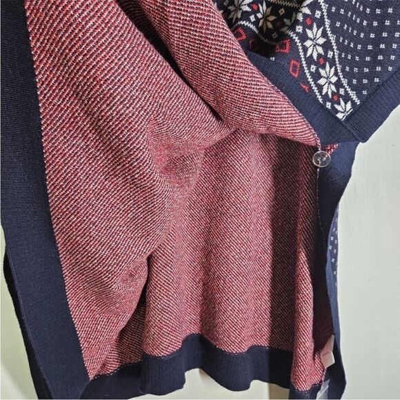 Draper JamesNassau Navy Multi Knit Sweater Fairsle Cape NWT size L - Picture 5 of 11